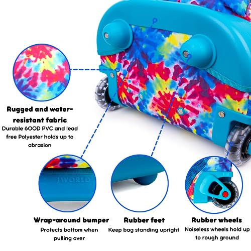Image of J World Sunny Rolling Backpack for Kids. Roller Bag With Wheels, Tie Dye