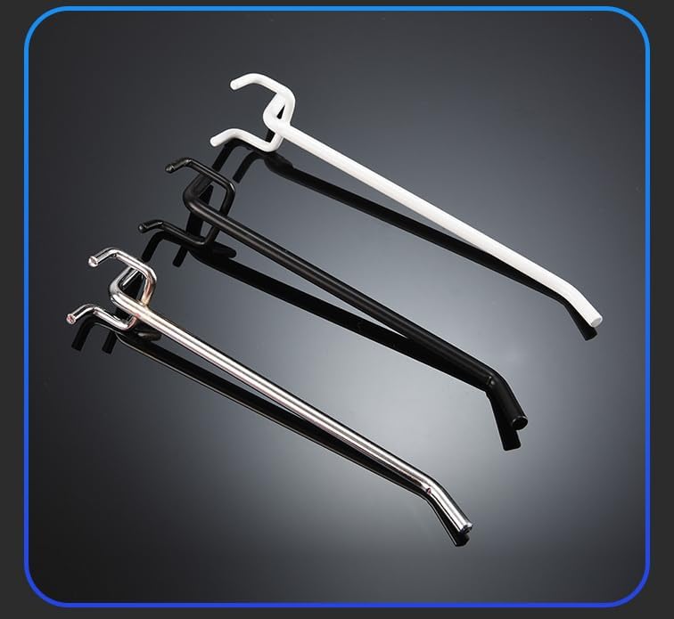 Miniatura 4 de 50 ganchos para estantes para tablero de clavijas, ganchos largos de pared estilo L, soportes para tablero de clavijas colgantes, ganchos de pared a