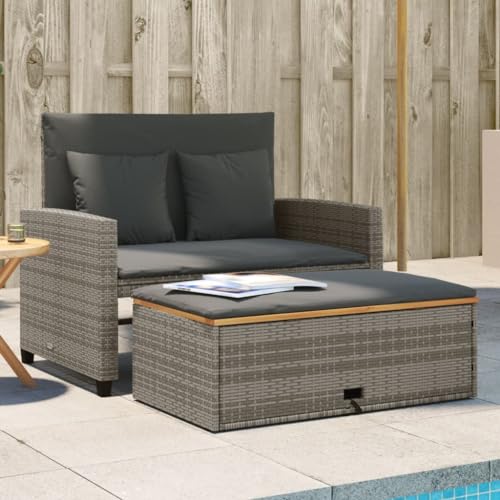 IKAYAA Rattan Lounge, Gartensofa 2 Sitzer, Balkon Lounge Klein,...