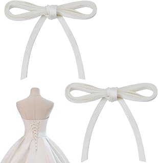 GORGECRAFT 2Pcs Wedding Dress Zipper Replacement Adjustable Corset Tie Back Lace-up Straps Extender Satin Ribbon Dress Cord Corset Kit Loops for Bridal Corset Prom Dress Strap DIY Craft Beige