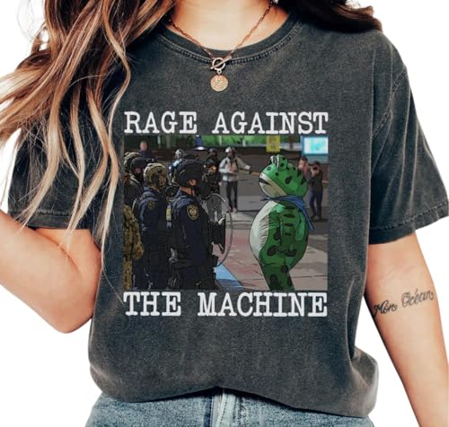 Unique Portland Frog Protest - Camiseta vintage de manga corta con gráfico político retro, Negro, L