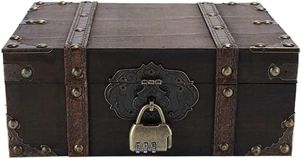 Retro Antique Vintage Wooden Treasure Chests Storage Box Jewellery Trinket for Case Wood Vintage Hold