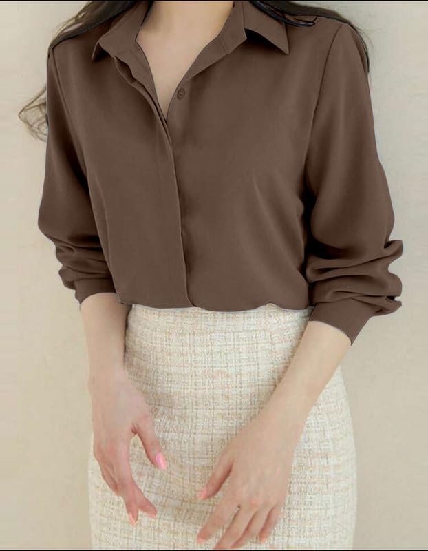 Image of Women's Regular Fit Korean Style Shirts | Stylish Western Shirt with Concealed Placket | Casual & Office Wear Shirt for Women