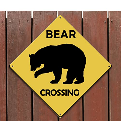 Panneau Caution Beware of Bear Crossing Zone rustique extérieur