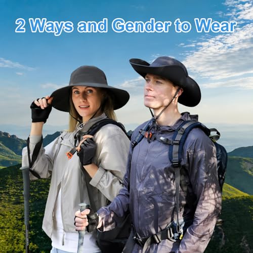 Image of Wide Brim Sun Hat for Men Women UV Protection Ventilated Summer Hats for Fishing Hiking Garden Beach