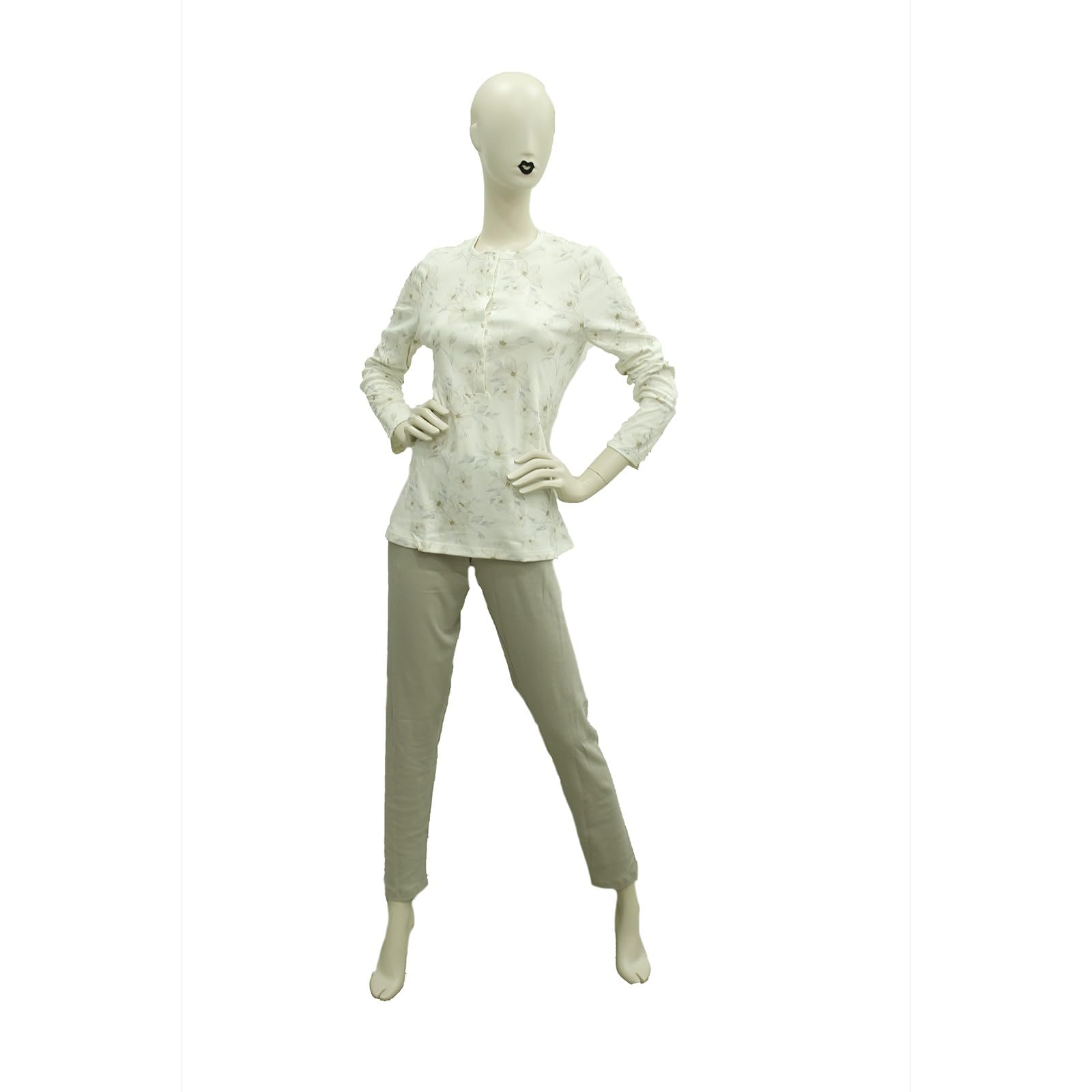 Linclalor Pigiama donna in caldo cotone art. 82897-44, Tortora
