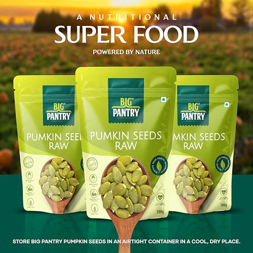 Image of Big Pantry Pumpkin Seeds 500g | Immunity Booster & Fiber Rich Superfood | Raw Pumpkin Seeds for Weight Management | Rich Source of Zinc & Antioxidants | Protein Rich Seeds for Eating | (Pack of 3)