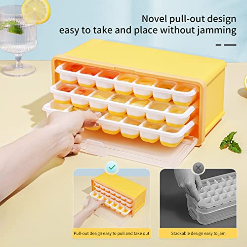 Ice Cube Tray - Ice Tray, Silicone Ice Cube Tray With Bin, Ice Cube Trays For Freezer With Lid, 3 Pack Ice Tray With Ice Bucket, Ice Scoop. Mini Ice Maker, Easy Release Ice Cube, Ice Molds For Whiskey #TOP2