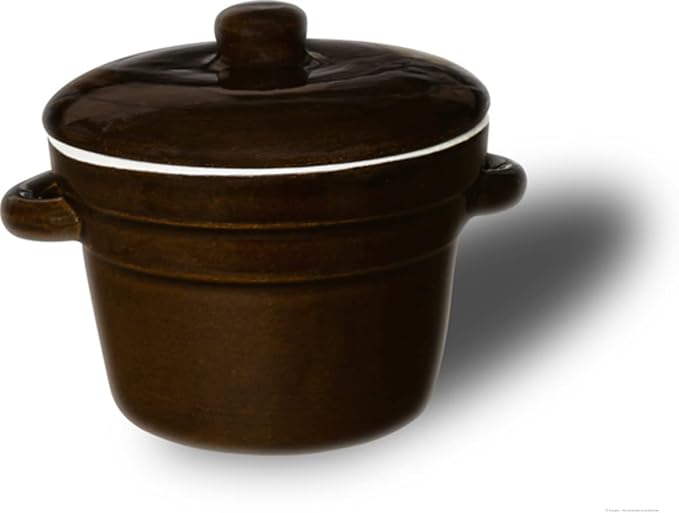 Original Schmalztopf 450ml mit Deckel aus hochwertiger Steinzeug-Keramik dunkelbraun Handkästopf Handkäsetopf Butterfass