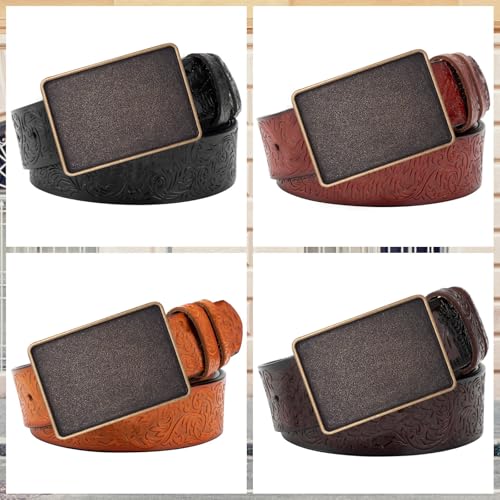 Image of Western Cowboy Vintage Rodeo DIY Blank Belt Buckle for Men | Durable zinc alloy, fits 1.5in leather belts, versatile western belt buckle, for rodeo, casual and formal outfits