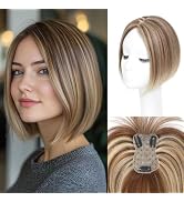 Insmi Hair Toppers for Women Real Human Hair， 360° 3D Cover Hair Topper Clip in Bangs 10 Inch Rea...