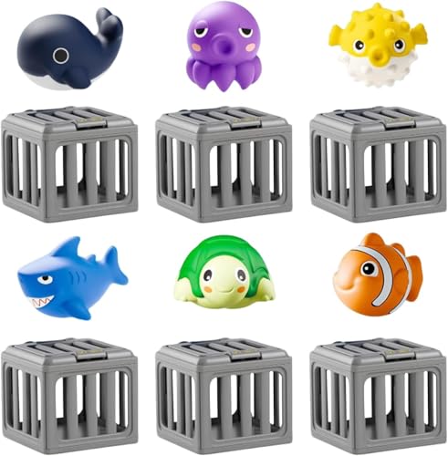 Mokvtz Water Swimming Dive Pools Game | Diving Cages with Animals Floating, with Storage Fish Box, Colorful Animal Pool Swimming Training Game, Summer Pool Beach Party