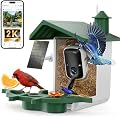 Smart Bird Feeder with Camera Solar Powered, 2K Bird Watching Camera, AI Identify Birds Species, Auto Capture Videos, Instant Alerts, Garden Decor, Gifts for Mom Dad & Bird Lovers