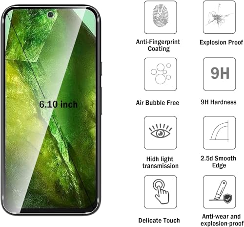 Image of Uyiton by SHILD - (Pack of 2) Tempered Glass Screen Protector for Google Pixel 8A | 9H Hardness | HD Clarity | Fingerprint Unlock Support | Edge-to-Edge Coverage | Easy Installation