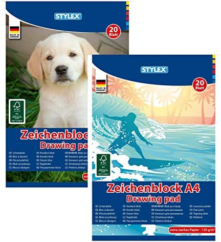 Produktbild von Stylex Zeichenblock DIN A3 – 20 Blatt, 120g, Mit Coolen Motiven, Ideal Für Schule, Hobby Oder Beruf