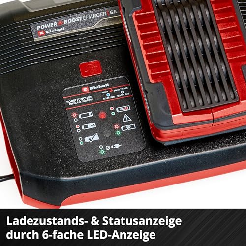 Einhell PXC Ladegerät Power-X-Boostcharger 6 A Power X-Change (Lithium-Ionen, für alle PXC-Akkus verwendbar, Boostmode zum schnellen Laden, situativ angepasste Ladezyklen, 6-Stufen-Ladesystem)