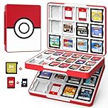 MoKo 60 Game Card Case for Nintendo Switch 2 / Switch OLED / 3DS / 3DSXL, Portable Storage Holder Case for 60 Switch 2 Game Cartridges & 24 3DS Card & 36 Micro SD Cards, Red Ball