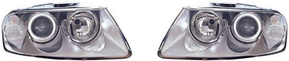 CarLights360 For Volkswagen Touareg Headlight Assembly 2004 2005 2006 2007 Pair Driver and Passenger Side w/Bulbs Replaces For VW2502132