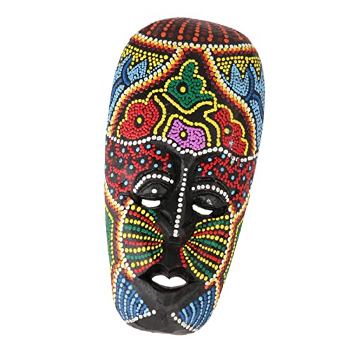 predolo Máscara de Madera tailandesa Colgante de Pared Talla de Madera Maciza decoración de Pared Pintada Bar Decoraciones para el hogar máscara de tótem, 10x20CM