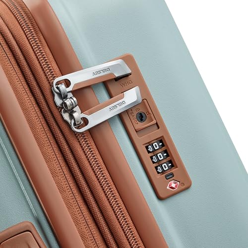 Image of DELSEY PARIS Bianca 55 cms Small Cabin ABS /Polycarbonate Hard Sided 8 Wheels and Expandable Spinner Suitcase /Trolley Bag for Travel with TSA Lock- Sage Green