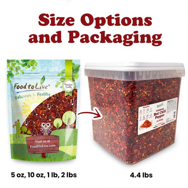 Food to Live Calabrian Hot Chili Pepper Flakes, 4.41 Pounds – Dried Large-Cut Italian Red Crushed Pepper, Spicy Seasoning. All Natural Vegan, Kosher, Bulk