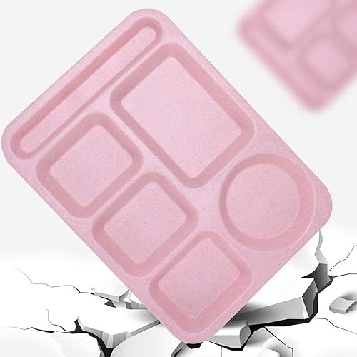 Miniatura 3 de 4 platos divididos irrompibles, bandejas de plástico reutilizables de 14 pulgadas con 6 compartimentos, placa grande de control de porciones para