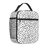 wyehjut Black White Dots Lunch Box for Girls Boys Kids Women Adults Washable Thermal School Picnic B