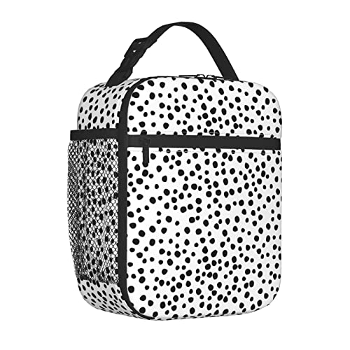 Wyehjut Black White Dots Lunch Box For Girls Boys Kids Women Adults Washable Thermal School Picnic Bag Reusable Insulated Durable #TOP2