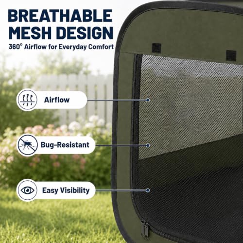 Image of Tailtastic 2-Room Cat Playpen, Portable Indoor /Outdoor Enclosure, Green