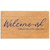 THEODORE MAGNUS Funny Door Mat - Welcome Mat for Front Door with Non-Slip Backing - Durable Coir Doormat - Perfect for Outside Entrance Matt - Outdoor/Indoor - Welcome-ISH - 17' x 30'
