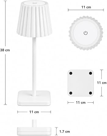 Merida Şarjlı LED Masa Lambası | 3 Renk (3000K-4500K-6000K) Dimmer Ayarlı | Dokunmatik | Kablosuz | Type-C Şarjlı | Dekoratif Ambiyans Aydınlatma | 38 cm (BEYAZ) [Enerji Sınıfı F]