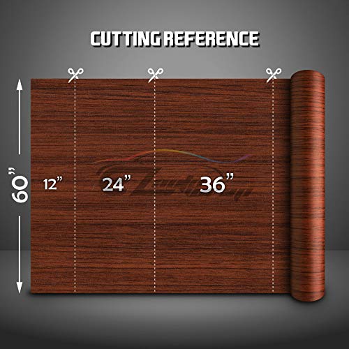 12"X60" (1Ftx5Ft) #7 Gloss Wood Grain Vinyl Wrap Sticker Diy Decal Car Auto Vehicle Motorcycle Air Release Bubble Free Self Adhesive Peel And Stick Home Kitchen Decoration Free Tool Kit #TOP7