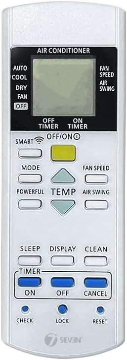 7SEVEN® Compatible for Panasonic AC Remote Original 29G Model 1 1.5 2 Ton Split or Window Air Conditioner - Match Remote Control Exactly with Existing Model