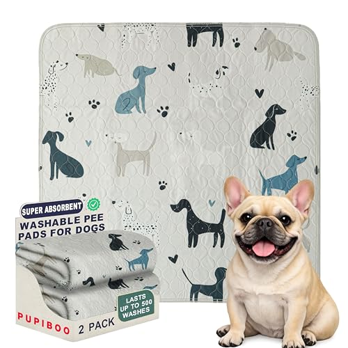 Image of PUPIBOO Washable Pee Pads for Dogs and Cats - Super Absorbent Reusable Puppy Training Pads - 100% Waterproof, Leak-Proof & Non-Slip Whelping Pads for Pet Housebreaking