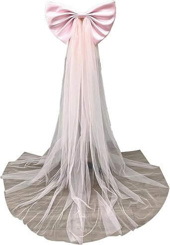 Detachable Satin Bow for Wedding Dress Bowknot with Irregular Tulle Tail
