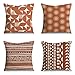 Kissenbezug 45x45cm 4er Set Dekorative Outdoor Kissen Verbrannte orangefarbene Streifen Kissenhülle Leinen Sofakissen Kissenbezüge Quadratische Zierkissenbezüge für Sofa Stuhl Bett Garten Dekor
