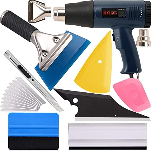 EHDIS Vinyl Wrap Tools Car Wrap Kit Window Tint Kit Tinting Tools with Heat Gun for Car Wrapping Window Tint Film Installation with Vinyl Squeegee,Film Cutting Tool,Car Felt Edge Squeegee