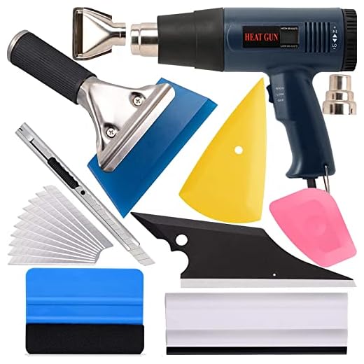 EHDIS Vinyl Wrap Tools Car Wrap Kit Window Tint Kit Tinting Tools with Heat Gun for Car Wrapping Window Tint Film Installation with Vinyl Squeegee,Film Cutting Tool,Car Felt Edge Squeegee