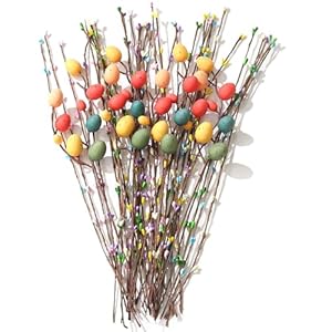 DAHI 40PCS Artificial Easter Spray Vine with Pastel Eggs and Berries Decorative Spring Floral Stems Easter Decorations for Home (40PCS) DAHI 40PCS Artificial Easter Spray Vine with Pastel Eggs and Berries Decorative Spring Floral Stems Easter Decorations for Home 40PCS