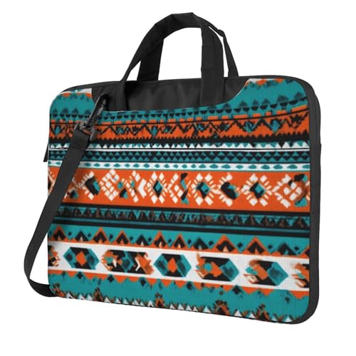 Bolso portátil estampado turquesa azteca 14 pulg impermeable miniatura 1