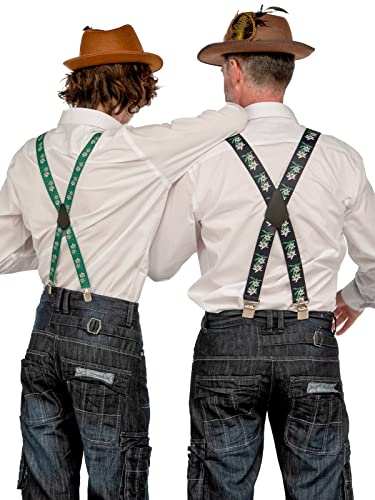 Olata Heren Heavy Duty X-Vorm Bretels met Edelweiss Patroon – 2,5 cm/4 cm - Afbeelding 4