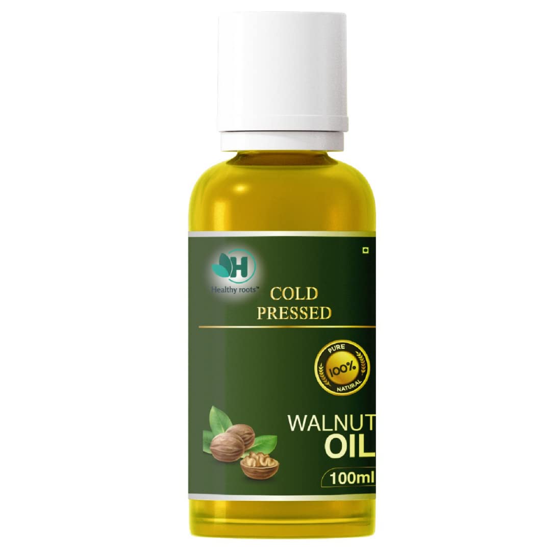 Healthy roots Cold Pressed Walnut Oil 100ml | Wood Pressed - Extracted on Wooden Churner | Kolhu/Kacchi Ghani/Chekku