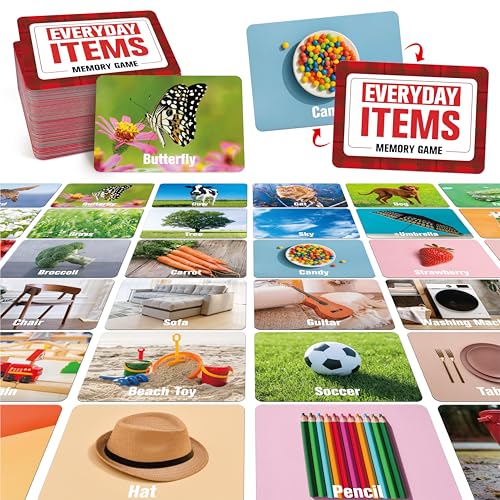 80 PCS Daily Items Matching Game, 40 Designs Everyday Objects Memory Cards Engaging Picture Match Game, Educational Learning Toys Enhance Memory & Matching Skills for Kids Ages 3 and Up