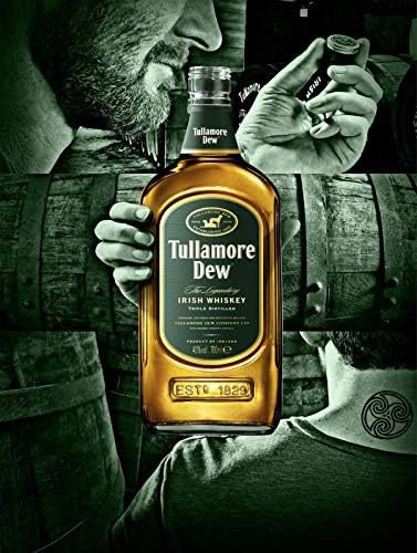 Tullamore Dew Irish Whiskey Metal Poster Retro Wall Art Decor Tin Sign - 8 X 12 Inches