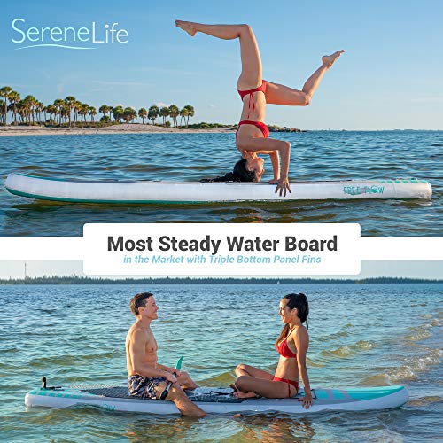Serenelife Inflatable Stand Up Paddle Board (6 Inches Thick) With Premium Sup Accessories & Carry Bag | Wide Stance, Bottom Fin For Paddling, Surf Control, Non-Slip Deck | Youth & Adult Standing Boat #TOP5