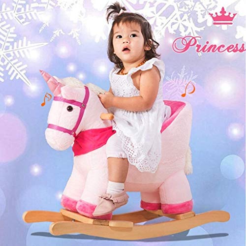 ZHANGYUEFEIFZ Schaukelpferd Plüsch Schaukeltier Pferd Rocking Horse Kinder Mit Musik Dual-Use Baby Rocking Cradle… – Bild 4