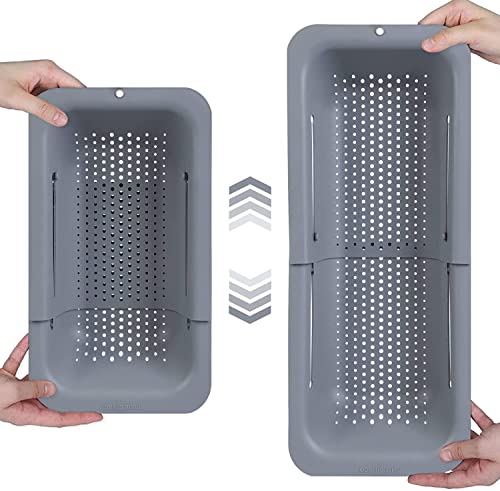 El Mejor Listado de Colador , tabla con los diez mejores. 49 U Chef Colador Plegable sobre el fregadero, Escurridor para pasta, frutas y verduras, Extensible para Tarja, Accesorios plegables de Cocina (Gris)