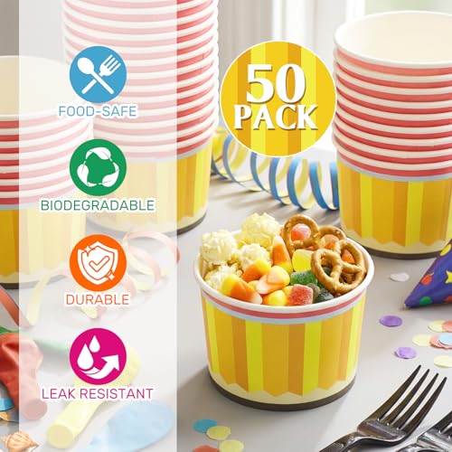 Image of Funnymoom 50 Pack Back to School Ice Cream Cups 9 oz Yellow Pencil Disposable Dessert Bowls Teacher First Day of School Paper Soup Bowls Snack Cups for Preschool Kindergarten Graduation Party Supplies