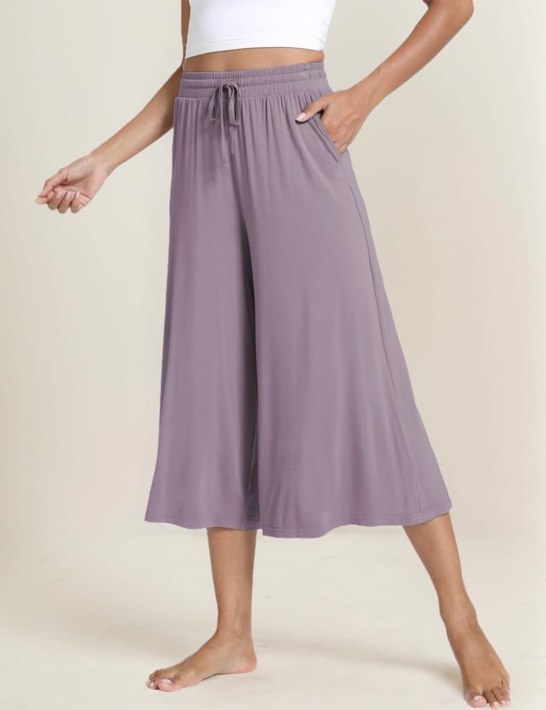 LazyCozy Women's Bamboo-Derived Viscose Capri Pajama Pants, Casual Wide Leg Lounge Pants Pajama Bottoms - Image 5