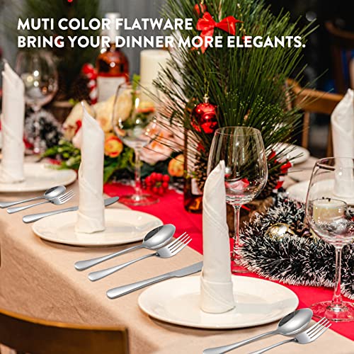 Forks Spoons Knives Set, Kitware Travel Silverware, 24-Piece Stainless Steel Cutlery Set For 8, Lunchbox Flatware, Mirror Polished, Outdoor Camping Picnic Eating Utensils Set, Dishwasher Safe #TOP5